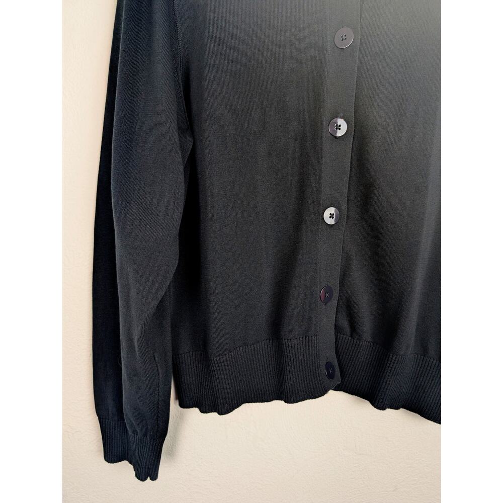 J Crew Jackie Cardigan Sweater Cotton Crepe Preppy Academia Black Size XXL - Picture 4 of 11